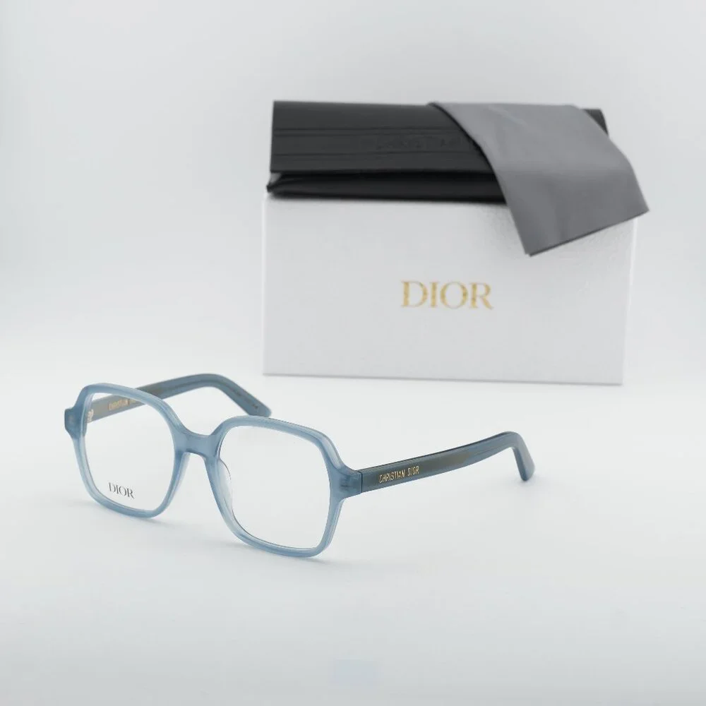 Dior DIORMIDNIGHT O S1I 8000 Square Eyeglasses - Shiny Light Blue 53mm